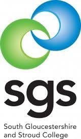 Logo of South Gloucestershire and Stroud College, featuring two interlocking circles, one green and one blue, above the acronym "sgs" and the full college name—reflecting innovation in AI in Higher Education.