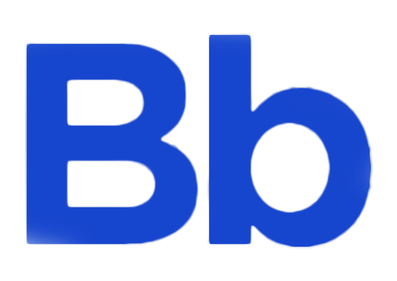 Uppercase and lowercase letter "B" in bold blue font on a white background.
