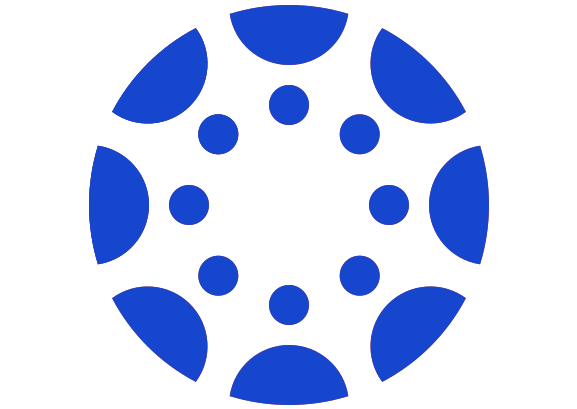 Blue circular logo with six solid dots surrounded by six curved shapes, forming a ring pattern on a light gray background.
