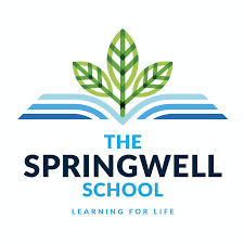 Logo of the Springwell School, featuring an open book with a green leaf emblem and the motto "AI-assisted teaching for life.